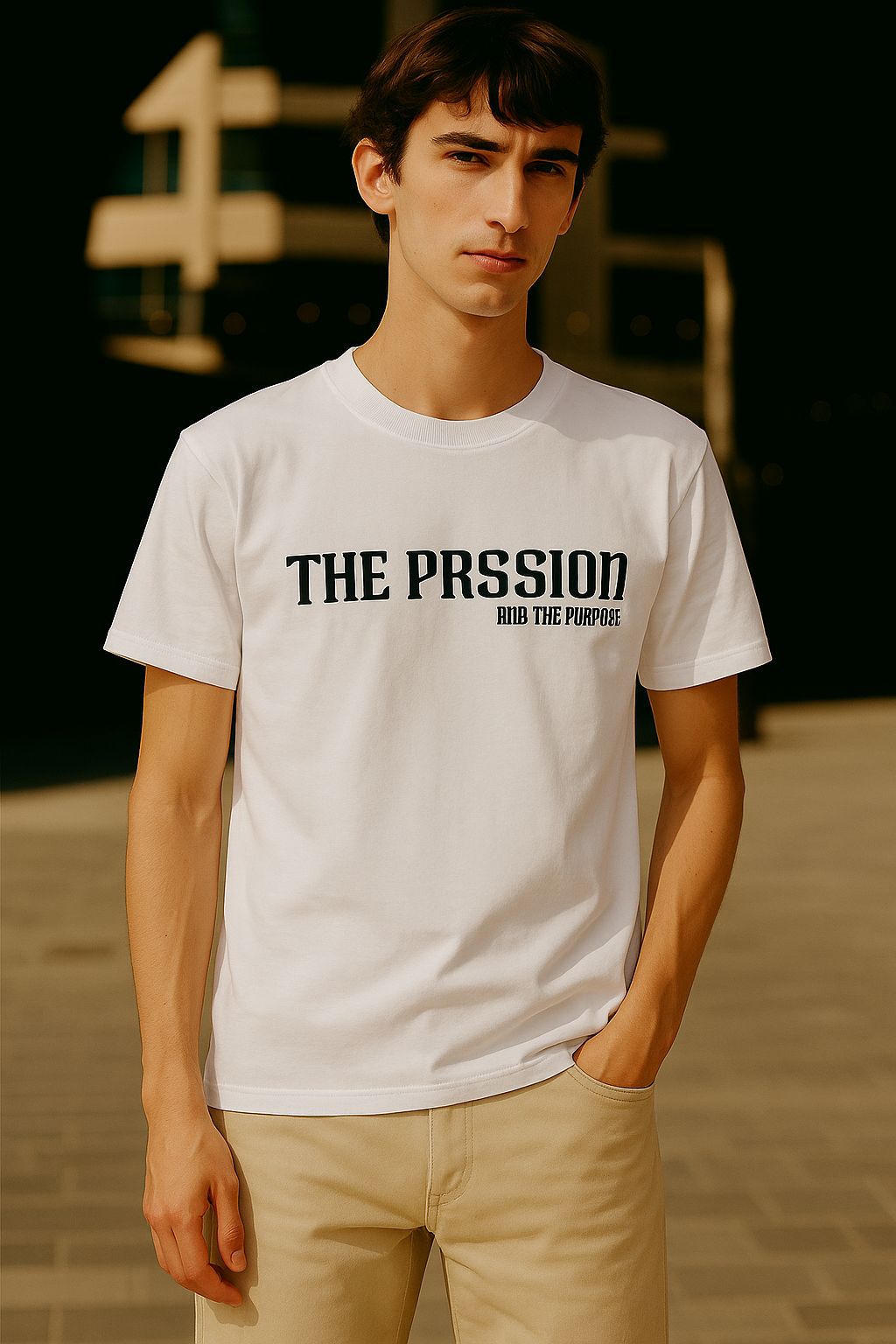 "The PRSSION & Purpose" Graphic White Tee – Unisex Casual Fit